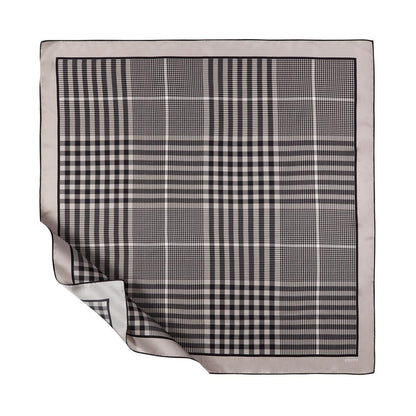 İpekevi Twill İpek Eşarp - Shepherd Ekose - Gümüş