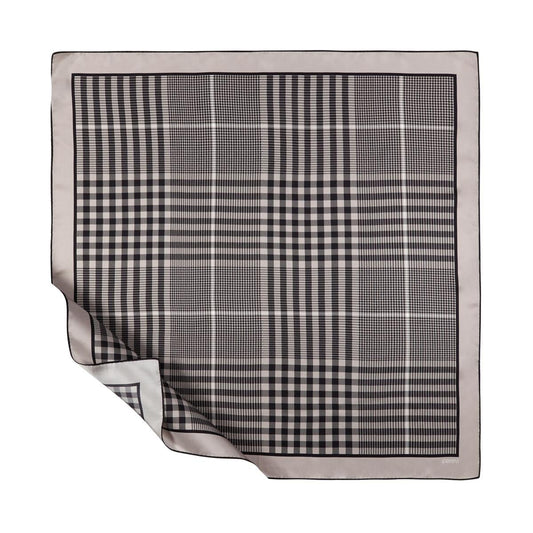 İpekevi Twill İpek Eşarp - Shepherd Ekose - Gümüş