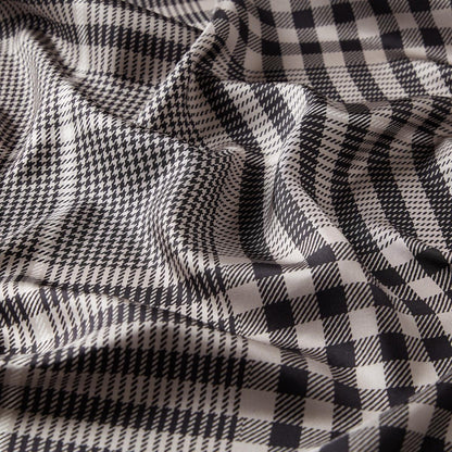 İpekevi Twill İpek Eşarp - Shepherd Ekose - Gümüş