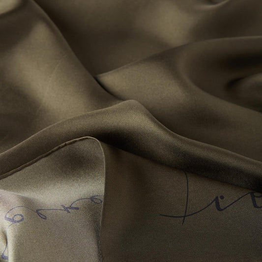 İpekevi Twill İpek Eşarp - Signature - Koyu Haki