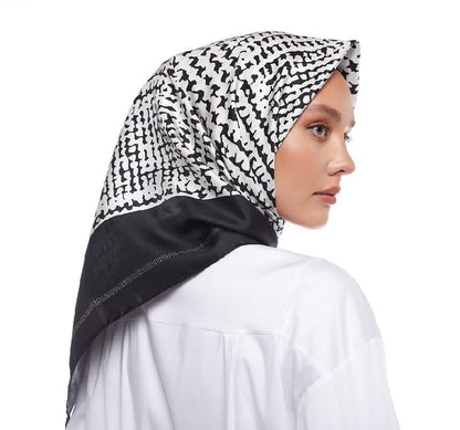 İpekevi Twill İpek Eşarp - Tweed Ekose - Siyah Beyaz