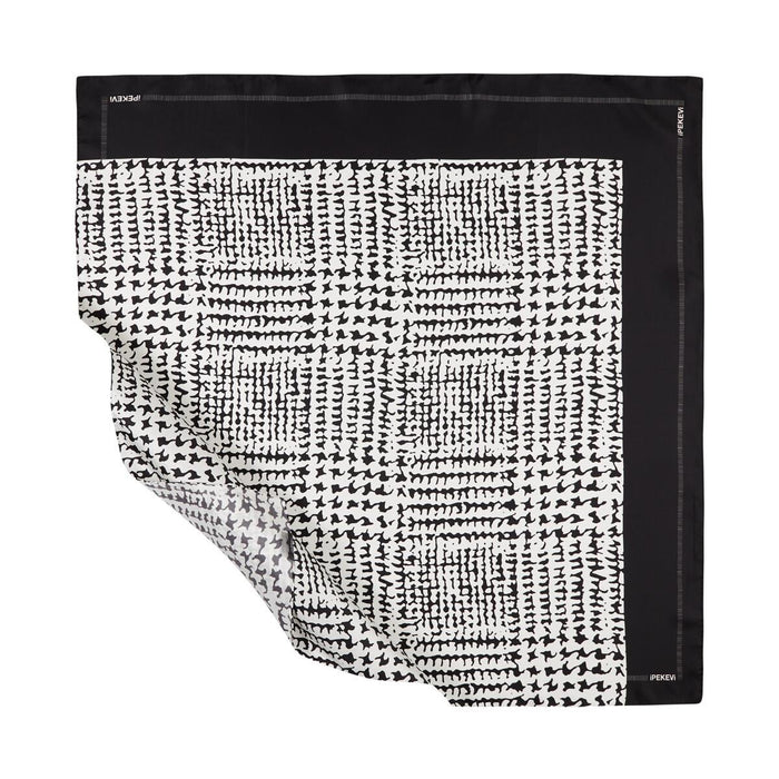 İpekevi Twill İpek Eşarp - Tweed Ekose - Siyah Beyaz