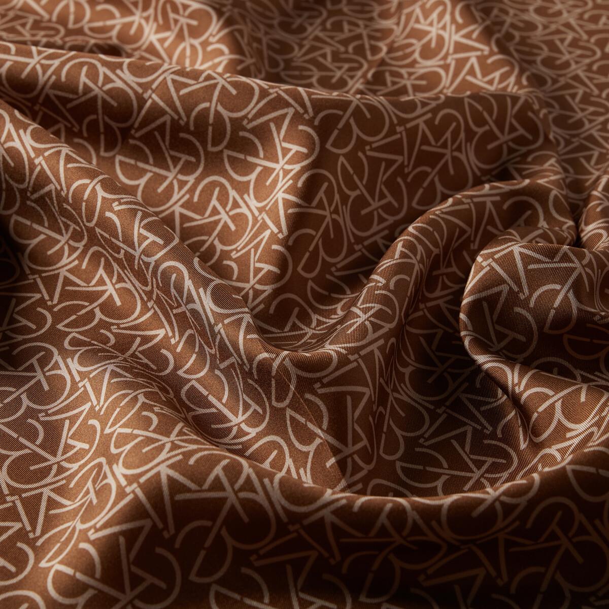 İpekevi Twill İpek Eşarp - Typo Monogram - Camel