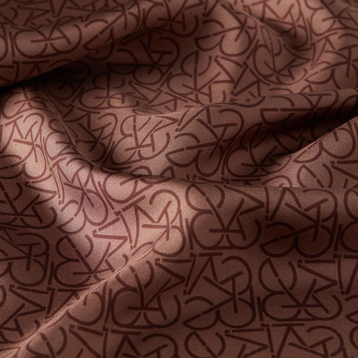 İpekevi Twill İpek Eşarp - Typo Monogram - Toprak