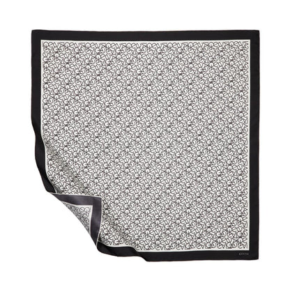 İpekevi Twill İpek Eşarp - Typo Monogram - Beyaz Siyah