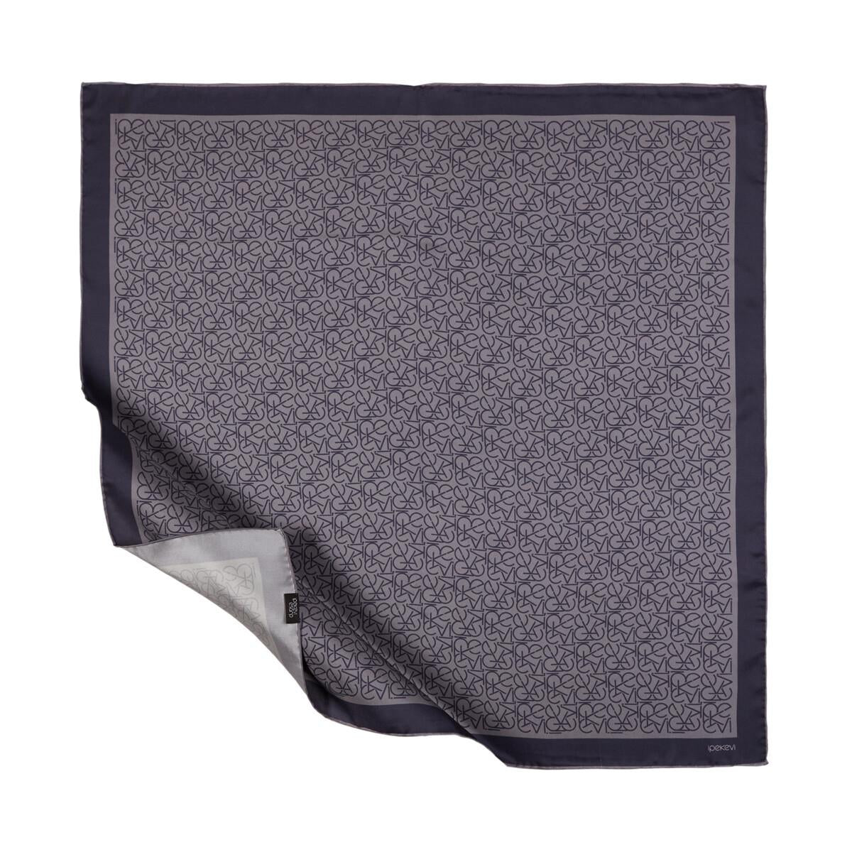 İpekevi Twill İpek Eşarp - Typo Monogram - Violet