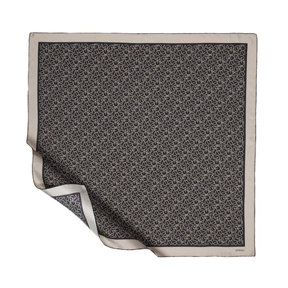 İpekevi Twill İpek Eşarp - Typo Monogram - Siyah Taş