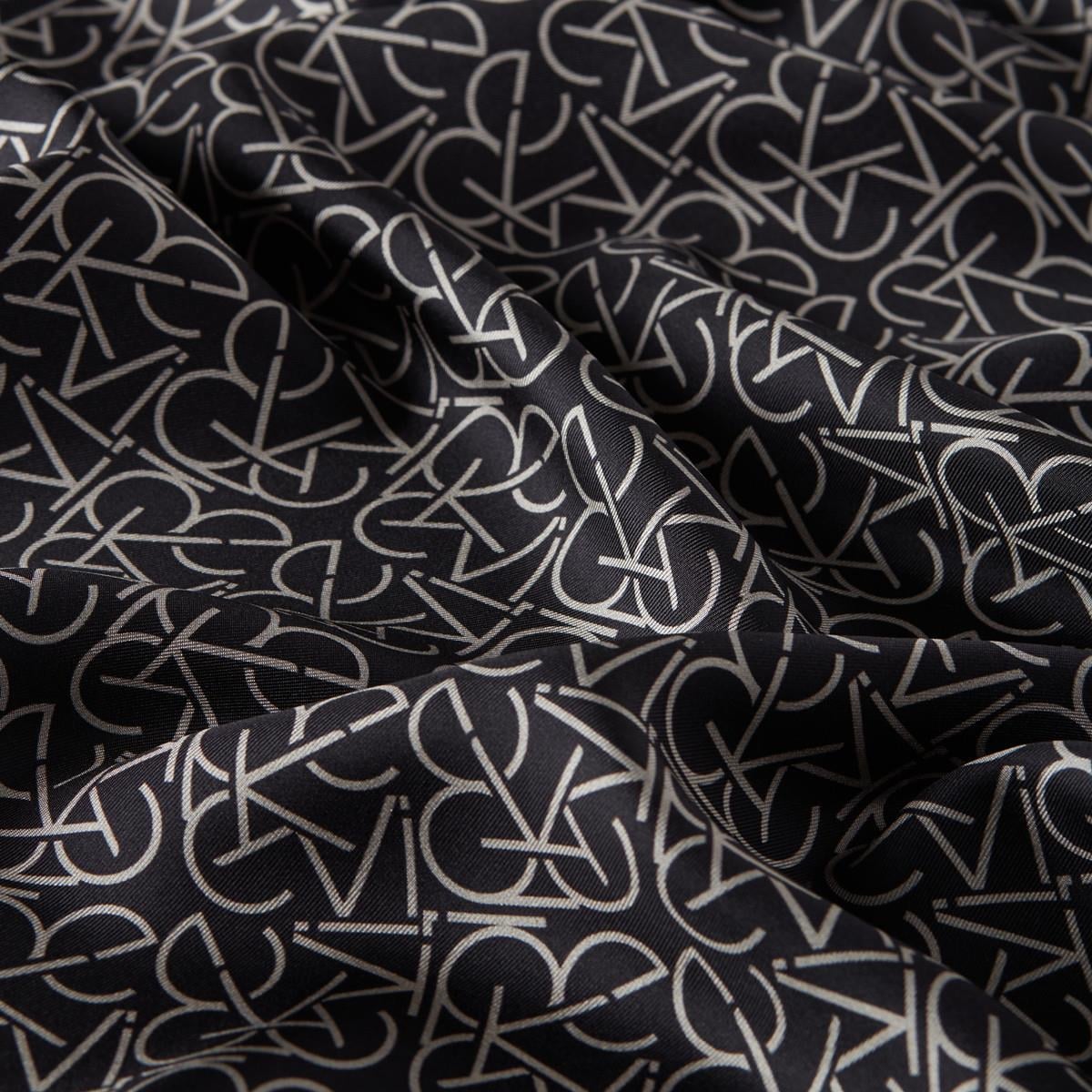 İpekevi Twill İpek Eşarp - Typo Monogram - Siyah Taş