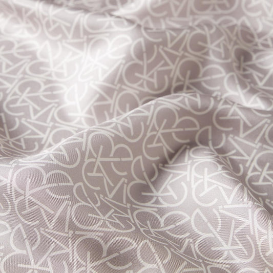 İpekevi Twill İpek Eşarp - Typo Monogram - Gümüş