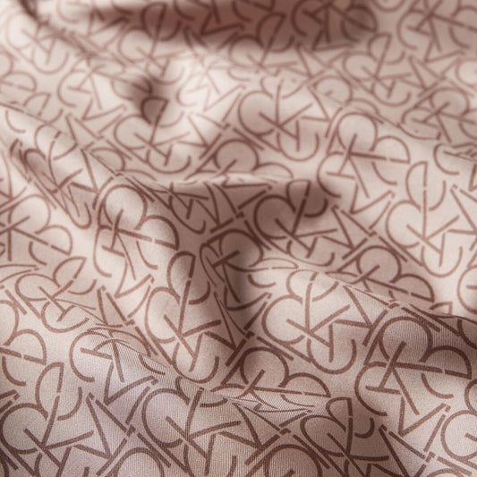 İpekevi Twill İpek Eşarp - Typo Monogram - Vizon