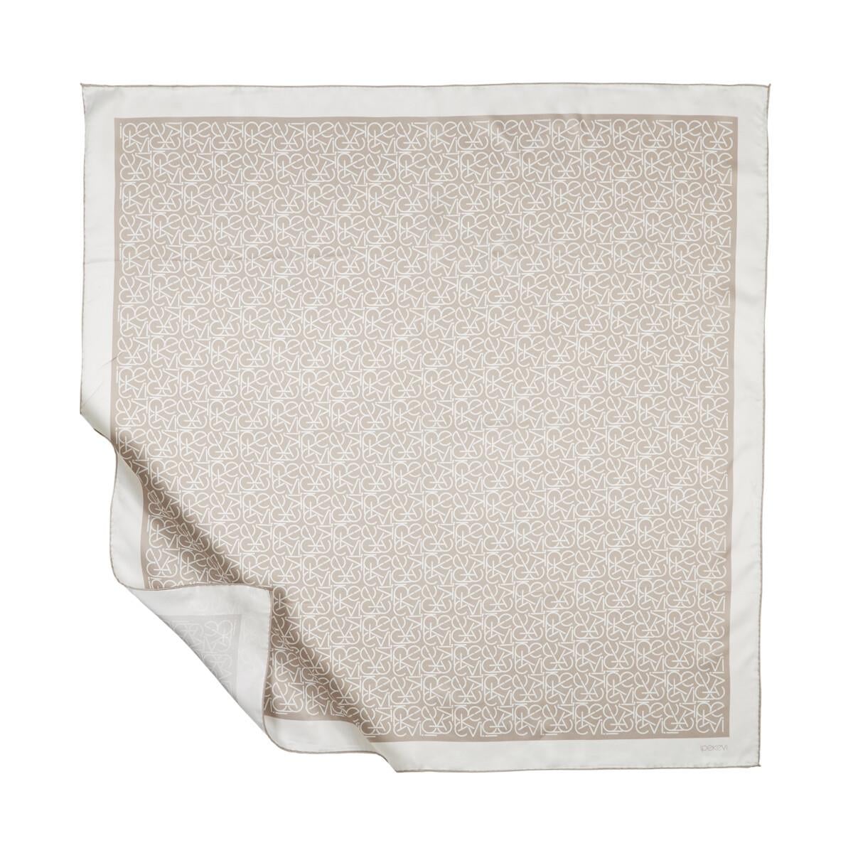 İpekevi Twill İpek Eşarp - Typo Monogram - Kaya Taşı