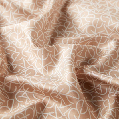 İpekevi Twill İpek Eşarp - Typo Monogram - Koyu Krem
