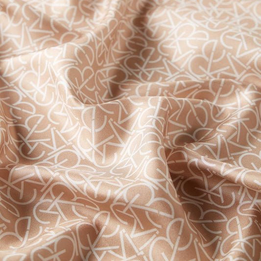 İpekevi Twill İpek Eşarp - Typo Monogram - Koyu Krem