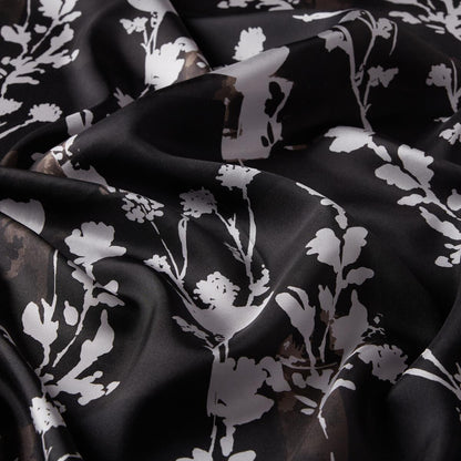 İpekevi Twill İpek Eşarp - Vintage Silhouette - Siyah