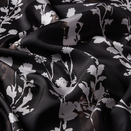 İpekevi Twill İpek Eşarp - Vintage Silhouette - Siyah