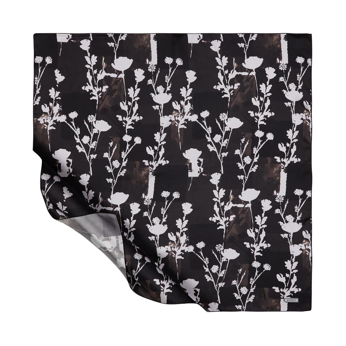 İpekevi Twill İpek Eşarp - Vintage Silhouette - Siyah