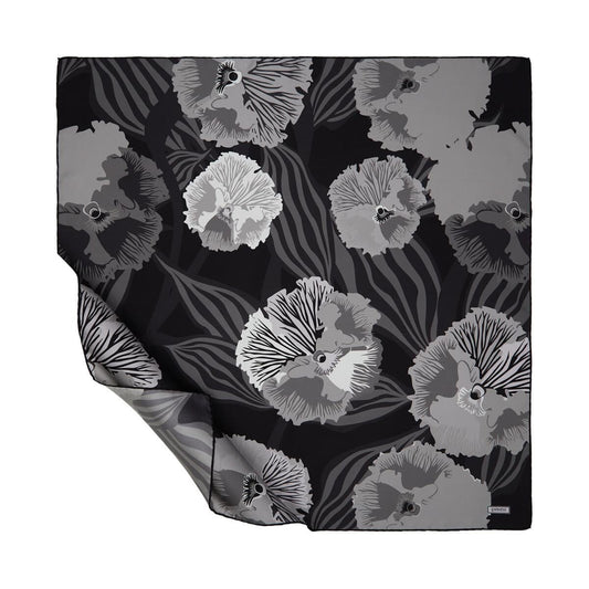İpekevi Twill İpek Eşarp - Violet Desenli - Füme