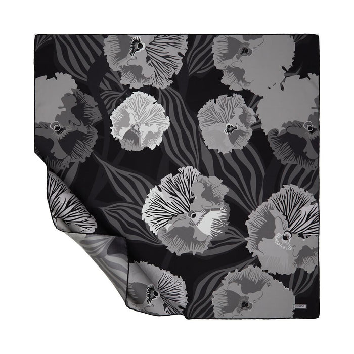 İpekevi Twill İpek Eşarp - Violet Desenli - Füme
