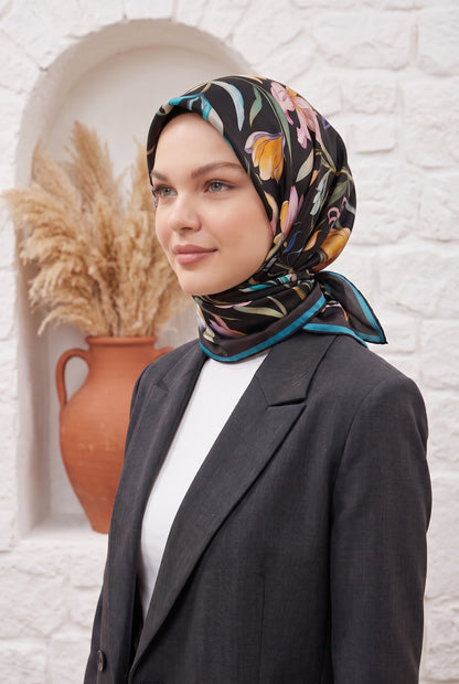 Armine Sport Twill Eşarp - 8825-52 Siyah Mavi