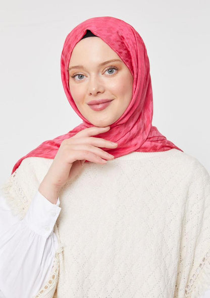 Levidor Jakarlı Şal - Kazayağı - Fuşya