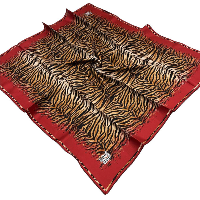 Levidor Twill İpek Eşarp - 4062-10 Zebra Desenli Kırmızı