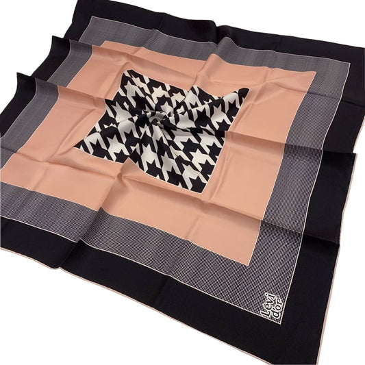 Levidor Twill İpek Eşarp - Kazayağı Desen - Somon