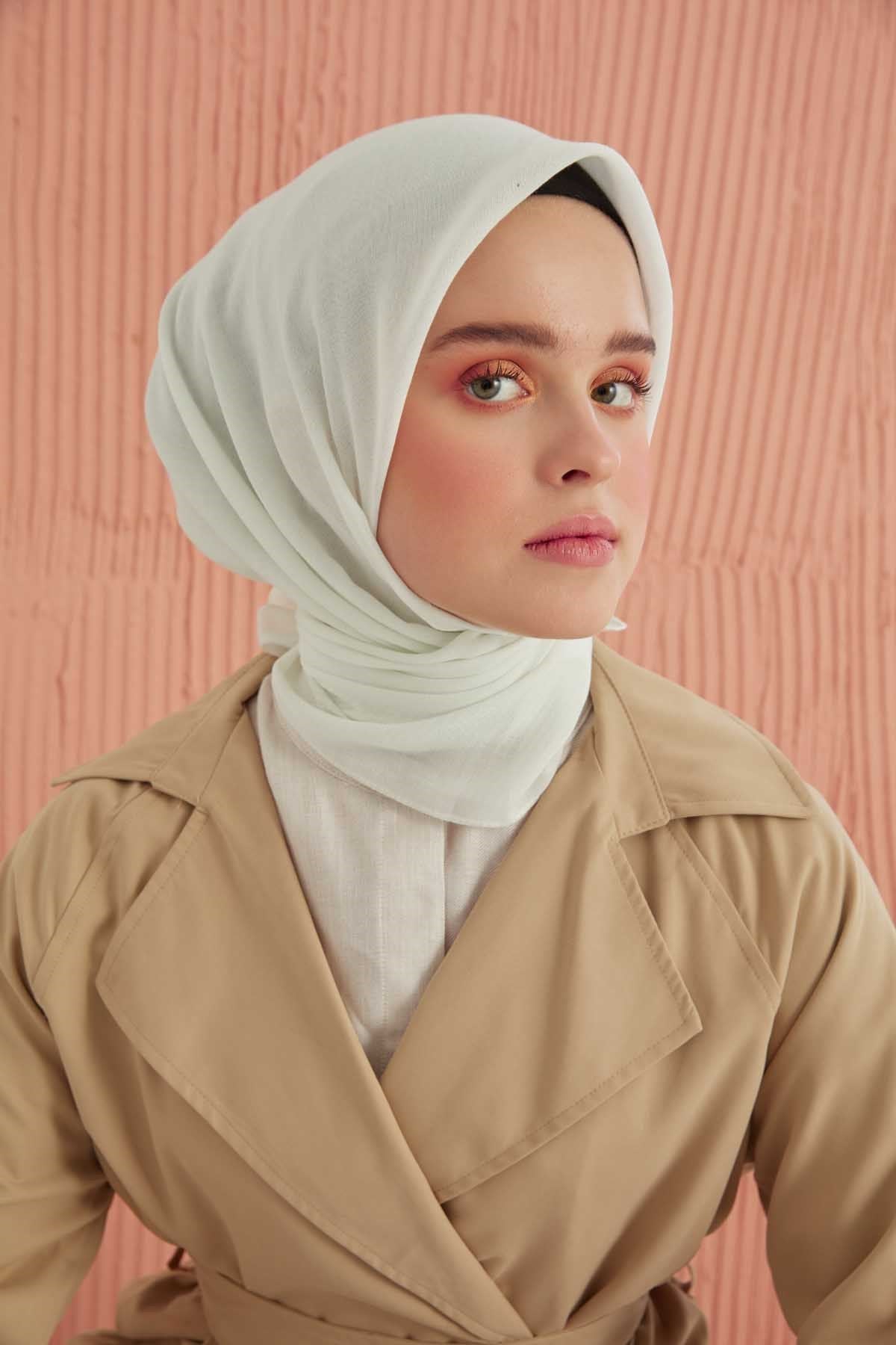 Miray Düz Pamuk Eşarp - Kırık Beyaz