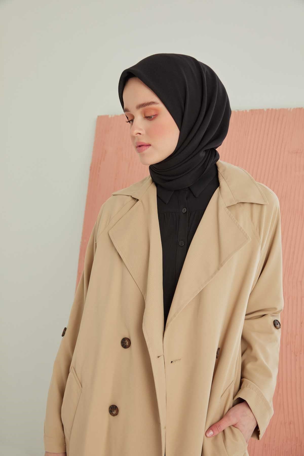 Miray Düz Pamuk Eşarp - Siyah