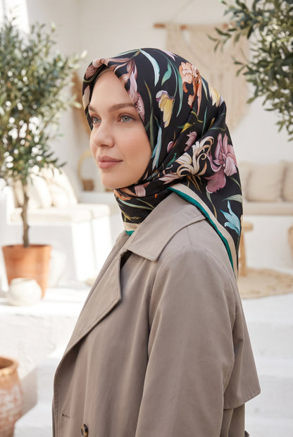 Armine Sport Twill Eşarp - 8825-38 Siyah Zümrüt