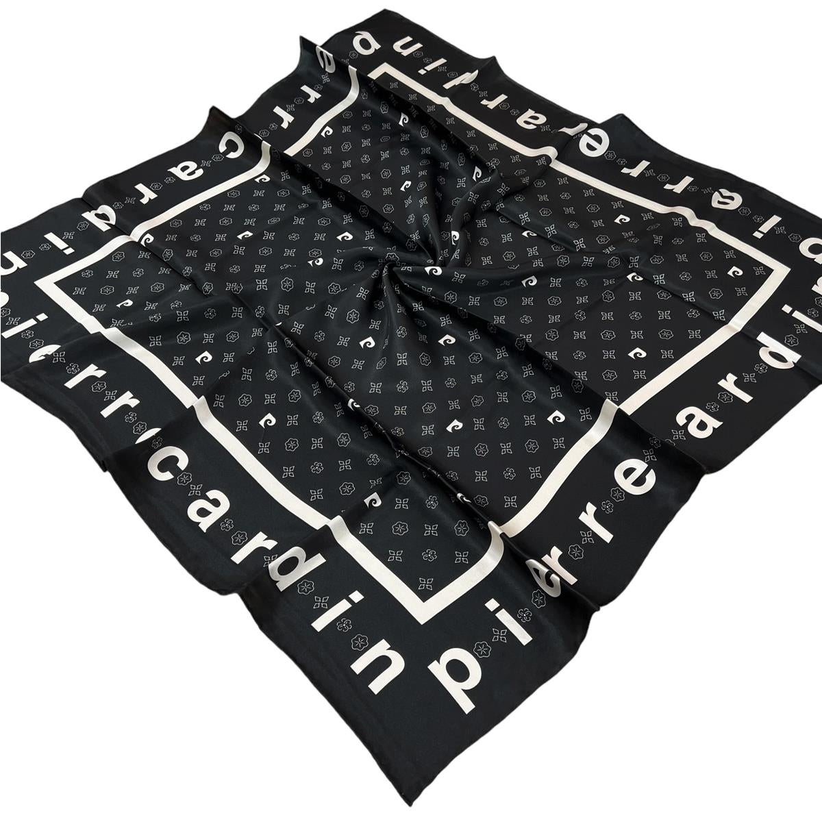 Pierre Cardin İpek Eşarp - 8940438-911 Siyah Beyaz Twill