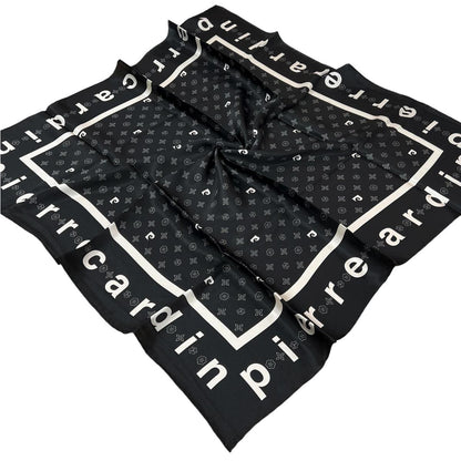 Pierre Cardin İpek Eşarp - 8940438-911 Siyah Beyaz Twill