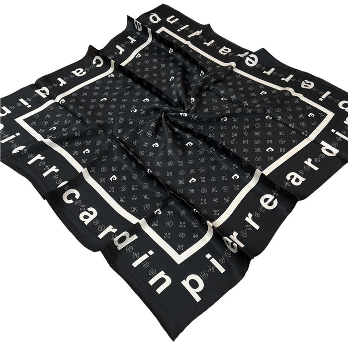 Pierre Cardin İpek Eşarp - 8940438-911 Siyah Beyaz Twill