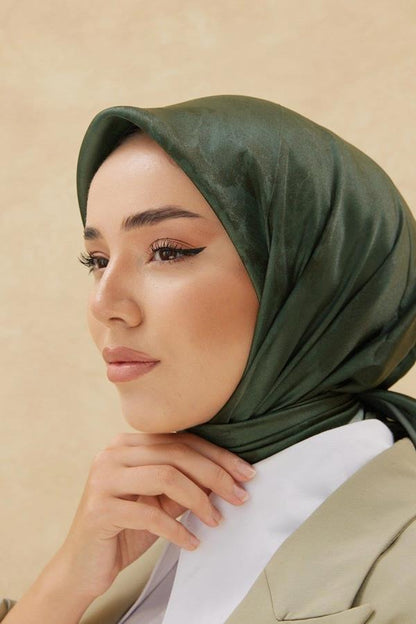 Silk Home Desenli Shiny Eşarp - 8647 - Asker Yeşili
