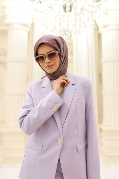 Silk Home Desenli Shiny Eşarp - 8647 - Puslu Pembe