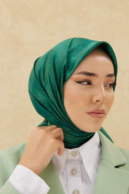 Silk Home Desenli Shiny Eşarp - 8647 - Zümrüt