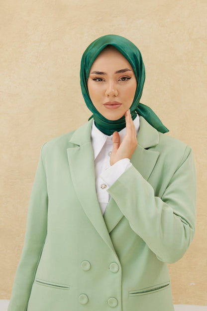 Silk Home Desenli Shiny Eşarp - 8647 - Zümrüt