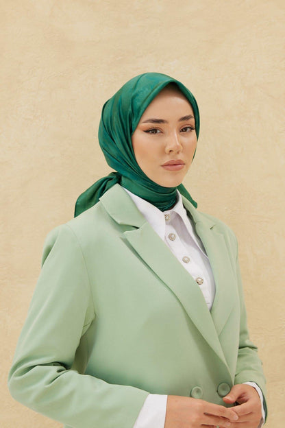 Silk Home Desenli Shiny Eşarp - 8647 - Zümrüt