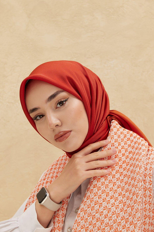 Silk Home Düz Shiny Eşarp - Kiremit