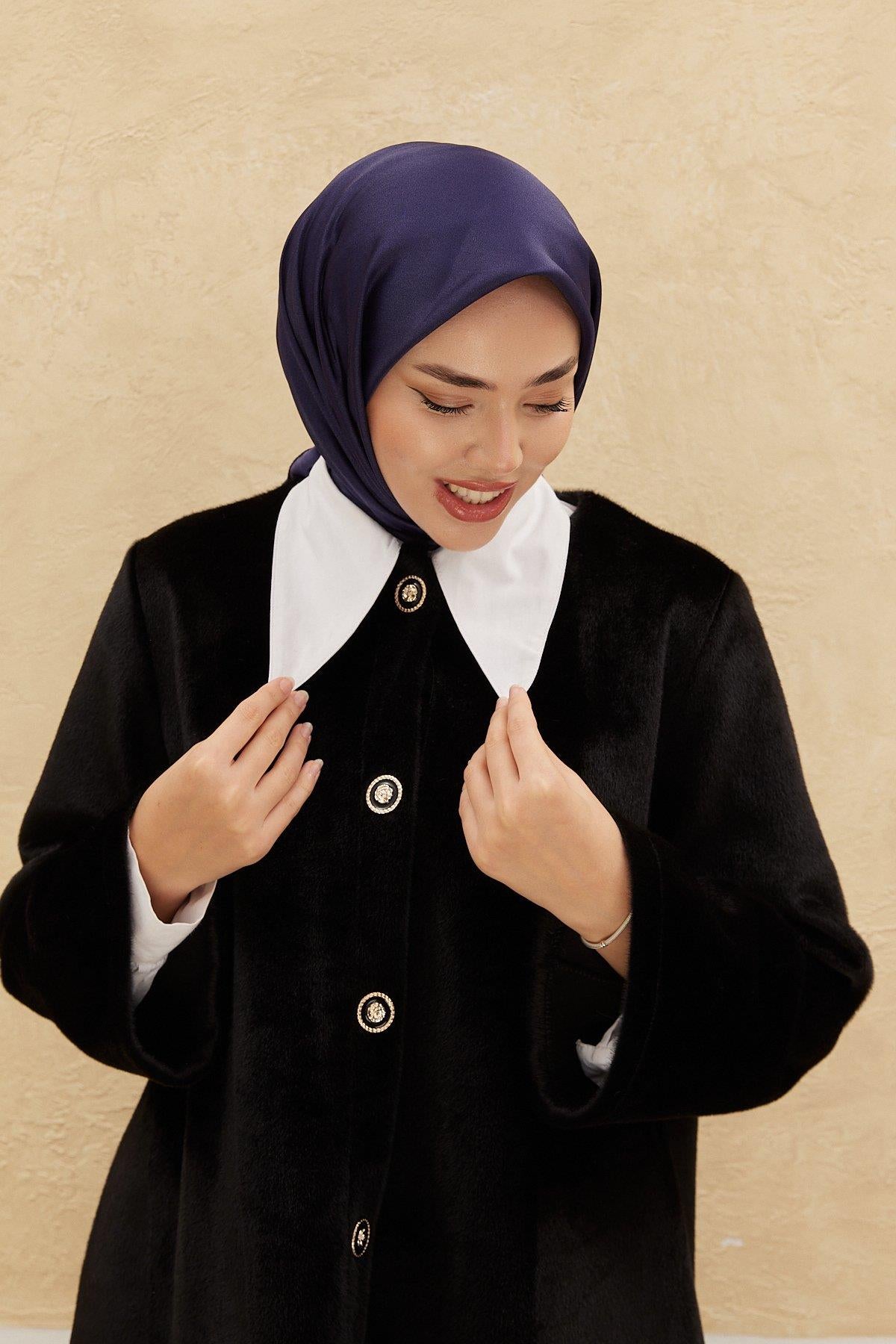 Silk Home Düz Shiny Eşarp - Koyu Lacivert
