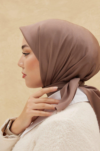 Silk Home Düz Shiny Eşarp - Koyu Vizon