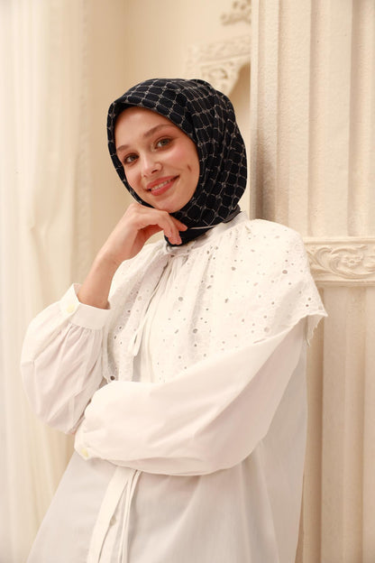 Silk Home Olinda Eşarp - 48004 - Koyu Lacivert Ekru