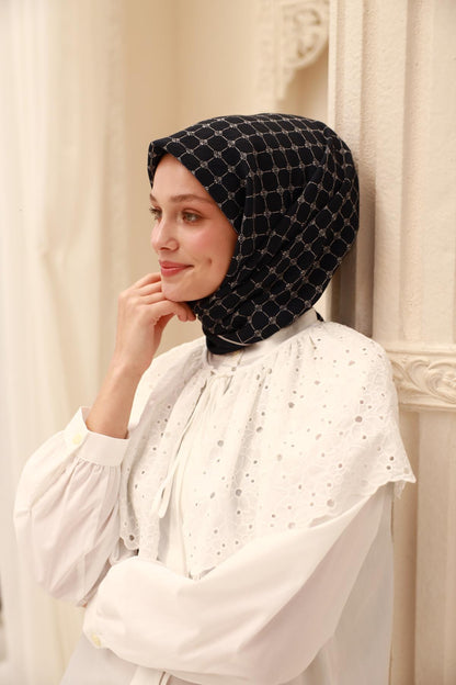 Silk Home Olinda Eşarp - 48004 - Koyu Lacivert Ekru