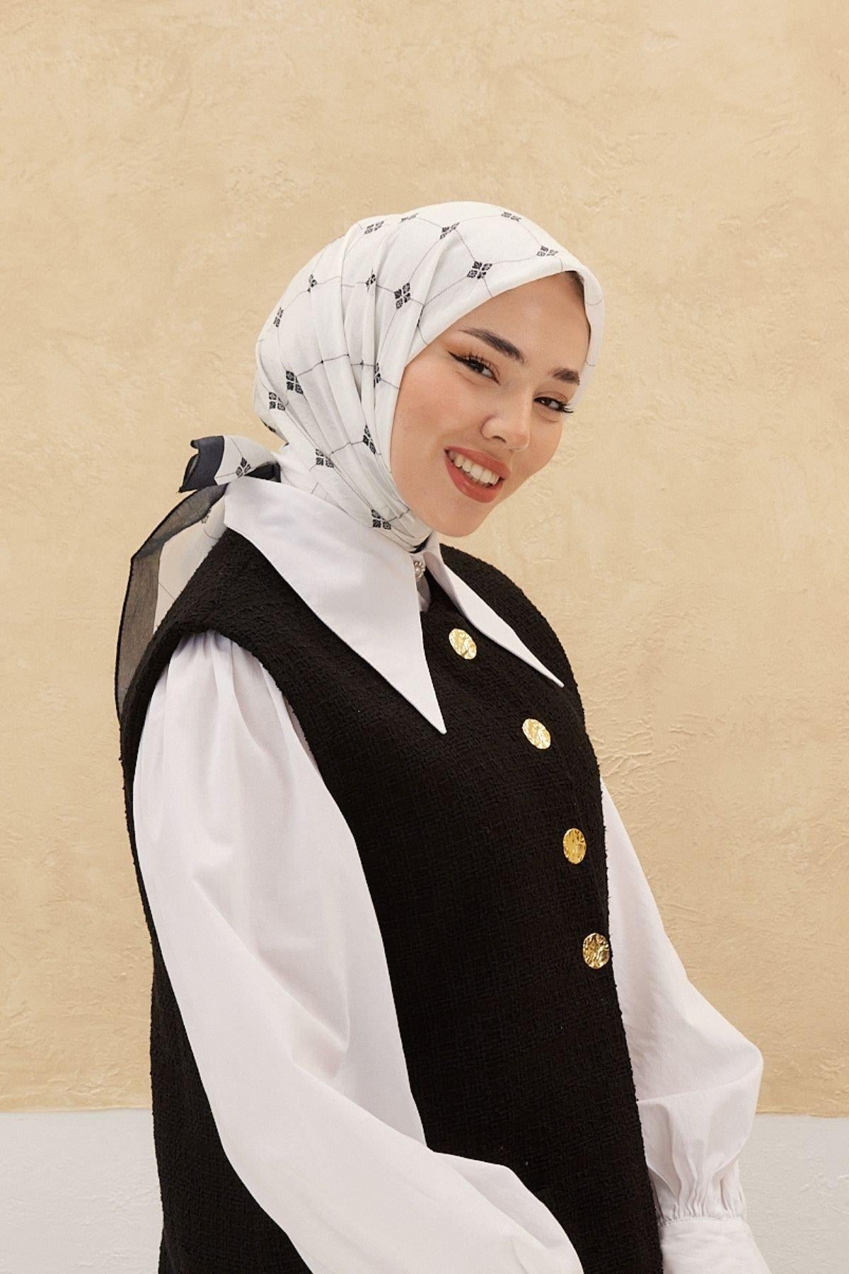 Silk Home Olinda Eşarp - Beyaz Siyah
