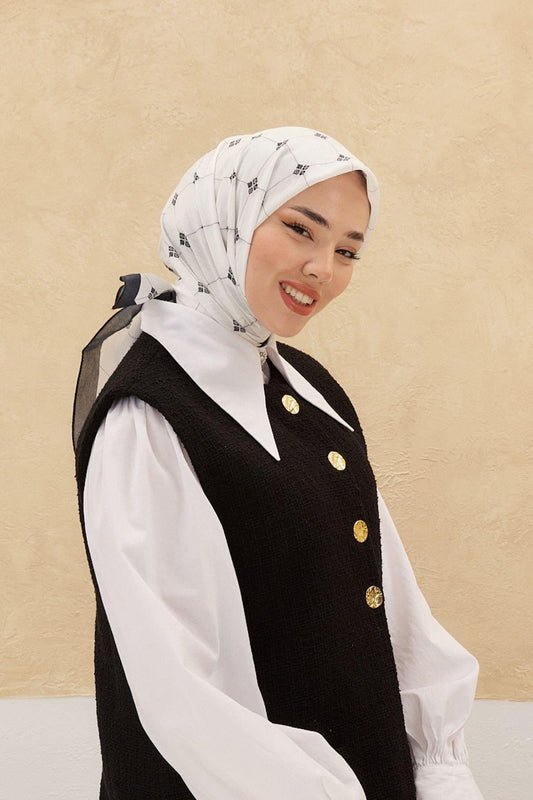 Silk Home Olinda Eşarp - Beyaz Siyah