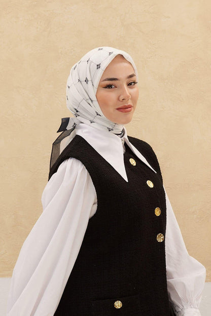 Silk Home Olinda Eşarp - Beyaz Siyah