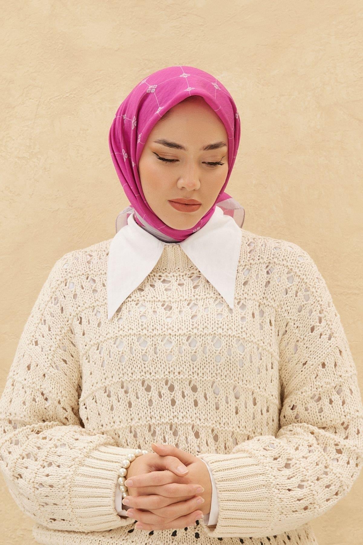 Silk Home Olinda Eşarp - Fuşya Gri