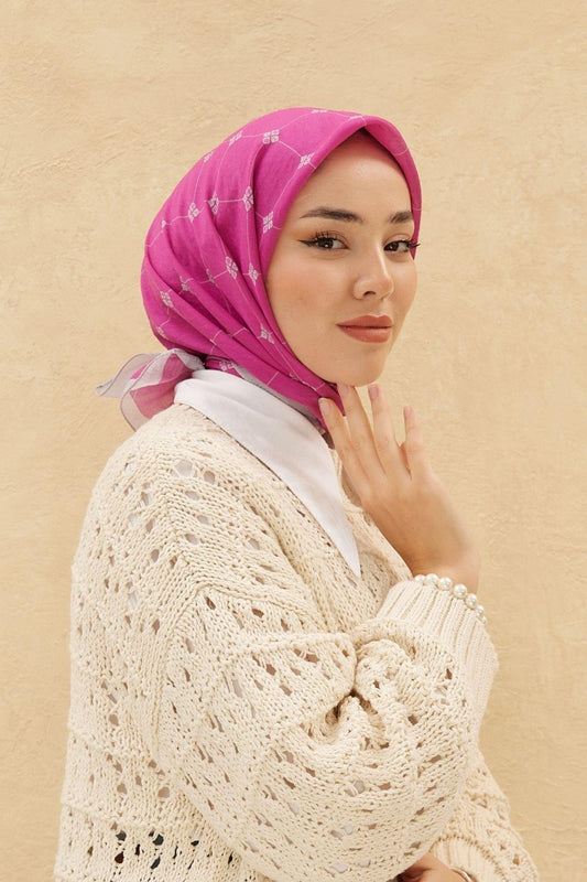 Silk Home Olinda Eşarp - Fuşya Gri