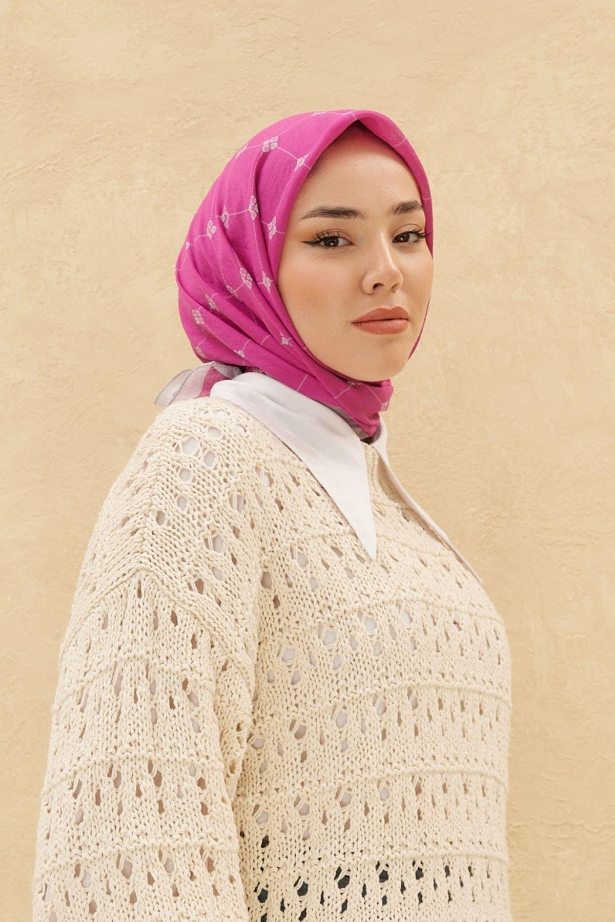 Silk Home Olinda Eşarp - Fuşya Gri