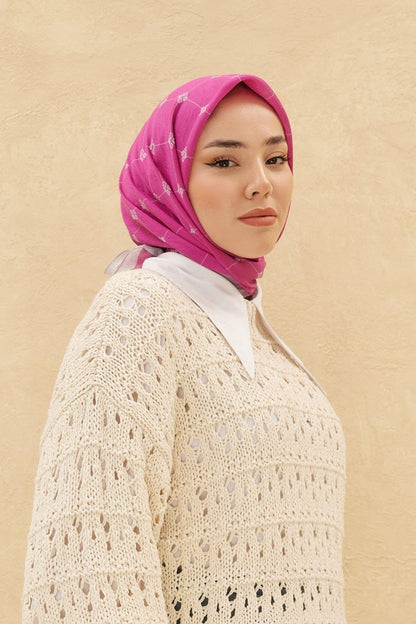 Silk Home Olinda Eşarp - Fuşya Gri