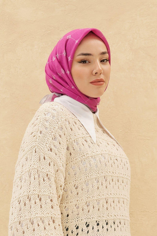 Silk Home Olinda Eşarp - Fuşya Gri